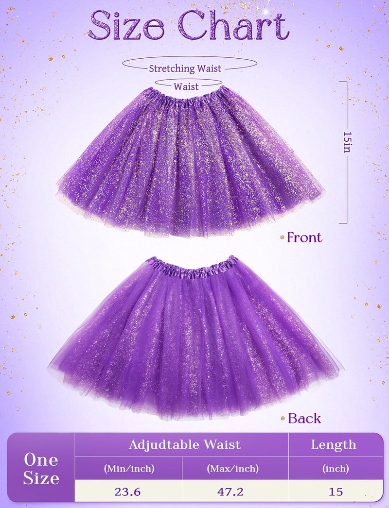 VEKDA 3 Layers Tutus for Women Adult, Classic Elastic Tulle Tutu Skirts Gold Silver Foil Printed Tutu for Party Running - Image 2